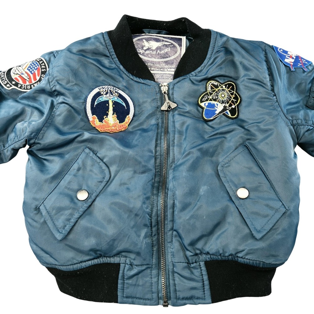 Up And Away Jacket 5-6 Years Blue Bomber Unisex Kids Winter Pockets Patches
